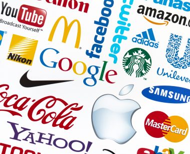 Kiev, Ukraine - February 21, 2012: A logotype collection of well-known world brand's printed on paper. Include Google, Mc'Donald's, Nike, Coca-Cola, Facebook, Apple, Yahoo, Nikon, YouTube, Adidas, Amazon.com, Unilever, Twitter, Mastercard, Samsung, Canon and Starbuck's logos.